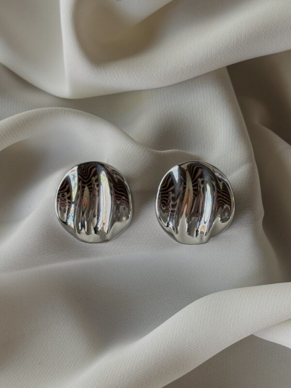 Arete Button Ondas Plateado